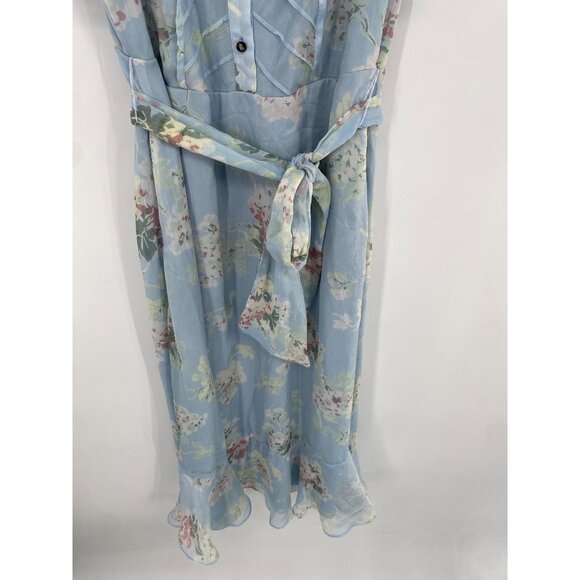 LAUREN RALPH LAUREN JANERVA TIE WAIST FLORAL DRESS FLUTTER SLEEVE SIZE 2 - Picture 4 of 7
